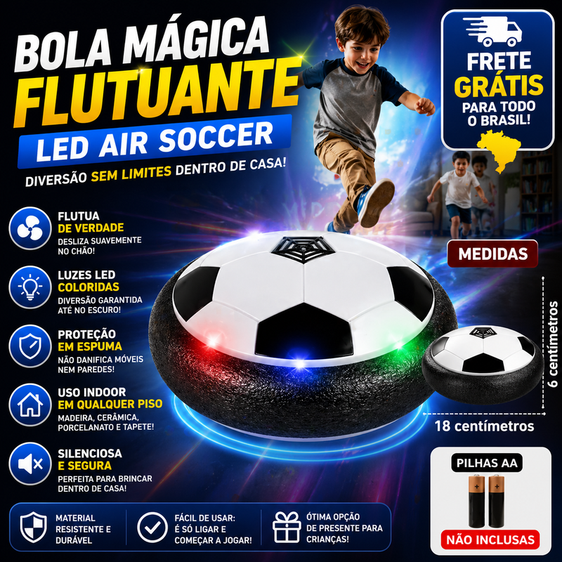 Bola Mágica Flutuante LED Air Soccer